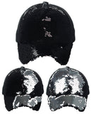 C.C Ponycap Messy Bun Ponytail Reversible Magic Sequin Adjustable Baseball Cap