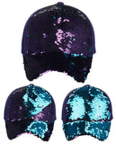 C.C Ponycap Messy Bun Ponytail Reversible Magic Sequin Adjustable Baseball Cap