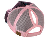 C.C Ponycap Messy Bun Ponytail Reversible Magic Sequin Adjustable Baseball Cap