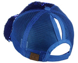 C.C Ponycap Messy Bun Ponytail Reversible Magic Sequin Adjustable Baseball Cap