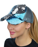 C.C Ponycap Messy Bun Ponytail Reversible Magic Sequin Adjustable Baseball Cap
