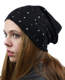 NYFASHION101 Unisex Comfort & Warm Knit Studded Slouchy Beanie Hat