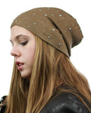 NYFASHION101 Unisex Comfort & Warm Knit Studded Slouchy Beanie Hat