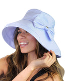 NYFASHION101 Women's Summer Packable Bow Accent Foldable Brim Beach Sun Hat