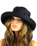 NYFASHION101 Women's Summer Packable Bow Accent Foldable Brim Beach Sun Hat