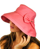 NYFASHION101 Women's Summer Packable Bow Accent Foldable Brim Beach Sun Hat