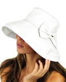 NYFASHION101 Women's Summer Packable Bow Accent Foldable Brim Beach Sun Hat