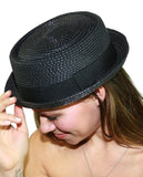 NYfashion101 Straw Woven Band Accent Flat Top Porkpie Fedora Hat