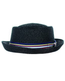 NYfashion101 Straw Woven Band Accent Flat Top Porkpie Fedora Hat