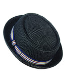 NYfashion101 Straw Woven Band Accent Flat Top Porkpie Fedora Hat