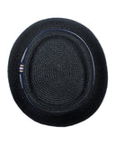 NYfashion101 Straw Woven Band Accent Flat Top Porkpie Fedora Hat