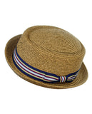 NYfashion101 Straw Woven Band Accent Flat Top Porkpie Fedora Hat