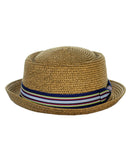 NYfashion101 Straw Woven Band Accent Flat Top Porkpie Fedora Hat