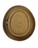 NYfashion101 Straw Woven Band Accent Flat Top Porkpie Fedora Hat