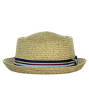 NYfashion101 Straw Woven Band Accent Flat Top Porkpie Fedora Hat