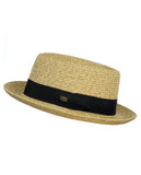 NYFASHION101 Unisex Two Tone Straw Weaved Panama Pork Pie Hat - L/Xl