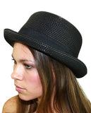 NYFASHION101 Black Band Straw Weaved Summer Bowler Derby Hat