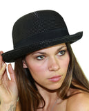 NYFASHION101 Black Band Straw Weaved Summer Bowler Derby Hat
