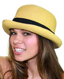 NYFASHION101 Black Band Straw Weaved Summer Bowler Derby Hat