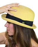 NYFASHION101 Black Band Straw Weaved Summer Bowler Derby Hat