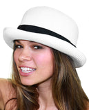 NYFASHION101 Black Band Straw Weaved Summer Bowler Derby Hat