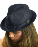 NYFASHION101 Striped Band Straw Weaved Lightweight Trilby Fedora Hat