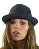 NYFASHION101 Striped Band Straw Weaved Lightweight Trilby Fedora Hat