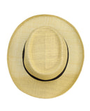 NYFASHION101 Unisex Black Band Straw Open Weaved Panama Hat - Natural