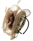 NYfashion101 Cocktail Elegant Ruffle Feather Sinamay Fascinator Headband