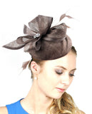NYfashion101 Women's Rhinestone & Feather Accent Sinamay Fascinator Headband