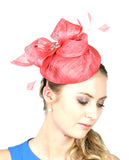 NYfashion101 Women's Rhinestone & Feather Accent Sinamay Fascinator Headband