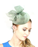 NYfashion101 Women's Rhinestone & Feather Accent Sinamay Fascinator Headband