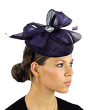 NYfashion101 Women's Rhinestone & Feather Accent Sinamay Fascinator Headband