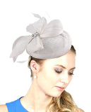 NYfashion101 Women's Rhinestone & Feather Accent Sinamay Fascinator Headband