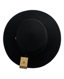 NYFASHION101 Wool Wide Brim Porkpie Fedora Hat w/ Simple Band Accent