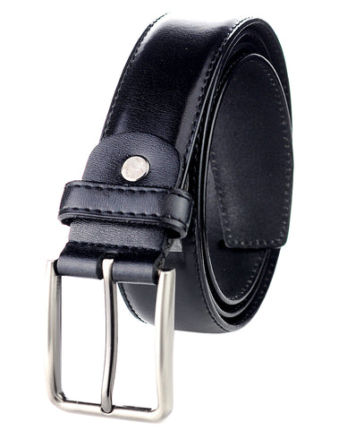 Eurosport Men's Polished Bonded Leather Cut-To-Fit Belt with Metal Square Brushed Buckle