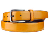 Eurosport Men's Polished Bonded Leather Cut-To-Fit Belt with Metal Square Brushed Buckle