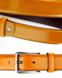 Eurosport Men's Polished Bonded Leather Cut-To-Fit Belt with Metal Square Brushed Buckle