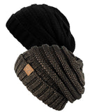Oversized Baggy Slouchy Thick Winter Beanie Hat - 2 pack set