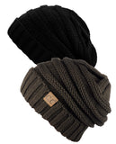 Oversized Baggy Slouchy Thick Winter Beanie Hat - 2 pack set