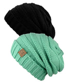 Oversized Baggy Slouchy Thick Winter Beanie Hat - 2 pack set