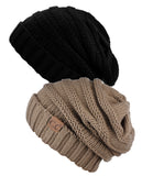 Oversized Baggy Slouchy Thick Winter Beanie Hat - 2 pack set