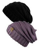 Oversized Baggy Slouchy Thick Winter Beanie Hat - 2 pack set
