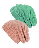 Oversized Baggy Slouchy Thick Winter Beanie Hat - 2 pack set