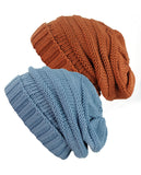 Oversized Baggy Slouchy Thick Winter Beanie Hat - 2 pack set