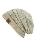 Unisex Trendy Warm Chunky Soft Stretch Cable Knit Slouchy Beanie Skully