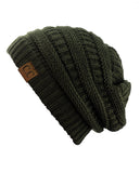 Unisex Trendy Warm Chunky Soft Stretch Cable Knit Slouchy Beanie Skully