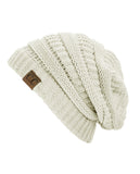 Unisex Trendy Warm Chunky Soft Stretch Cable Knit Slouchy Beanie Skully