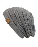 Unisex Trendy Warm Chunky Soft Stretch Cable Knit Slouchy Beanie Skully