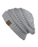 Unisex Trendy Warm Chunky Soft Stretch Cable Knit Slouchy Beanie Skully